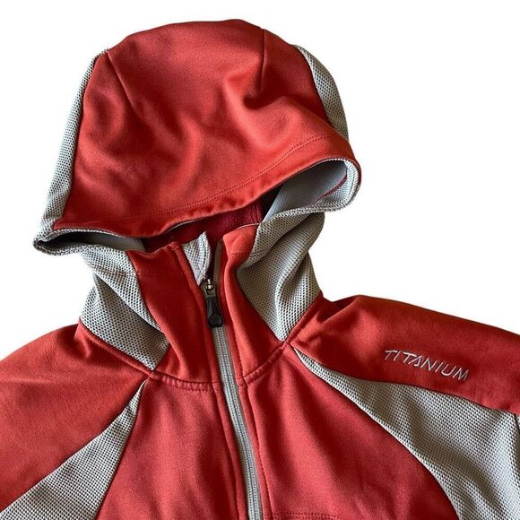 Columbia Titanium Jacket Men’s Size Large Hooded Full Zip Pockets Orange Gray - Picture 2 of 6